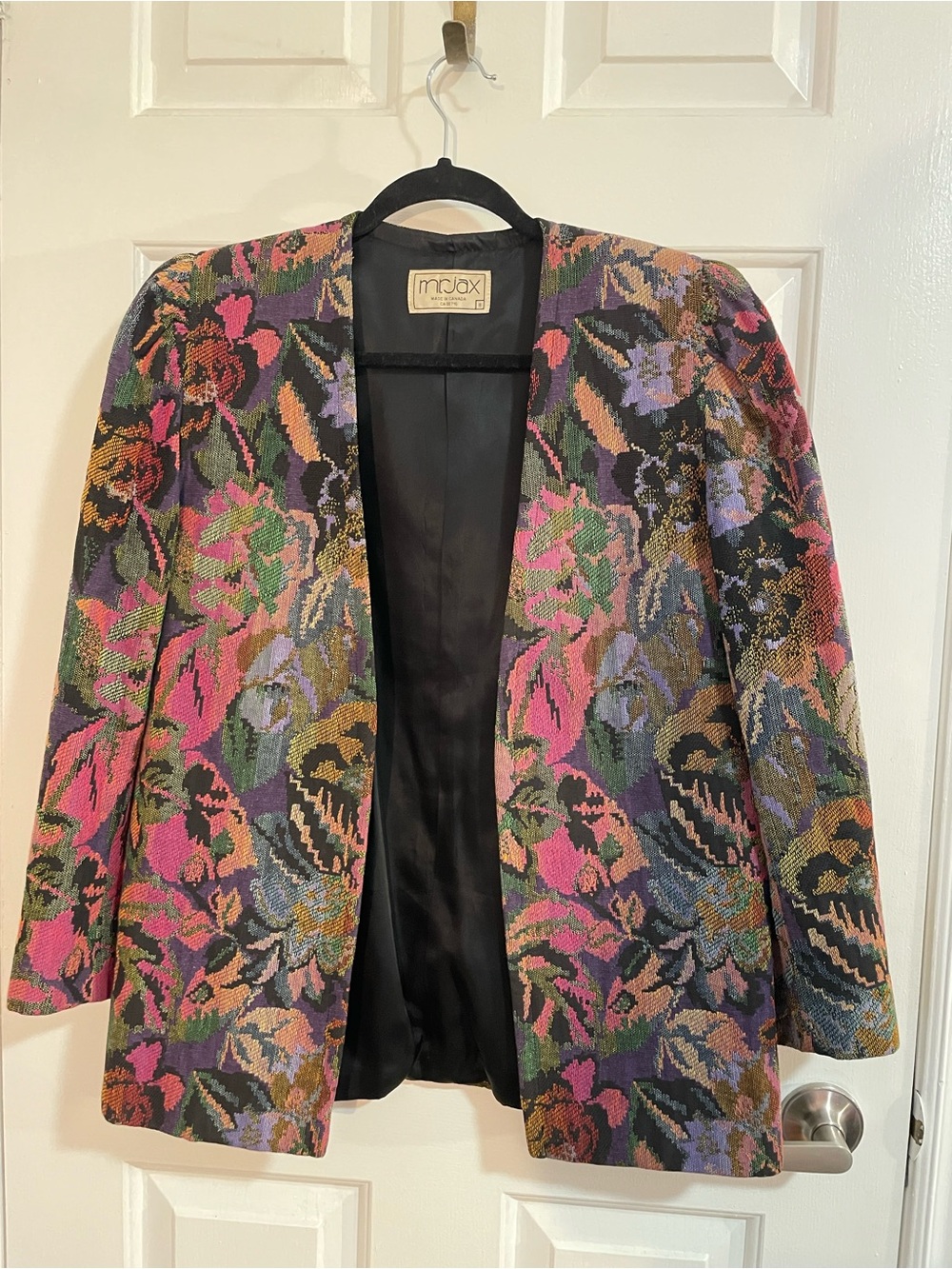 Multicolor Floral Tapestry Open-Front Blazer